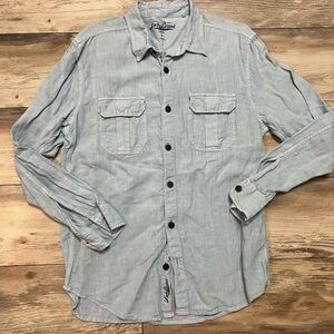 Men's Lucky Brand Linen Light Blue Button-Up Shirt